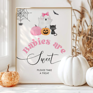 Póster Pequeño Boo fantasma rosa Halloween Los bebés son 