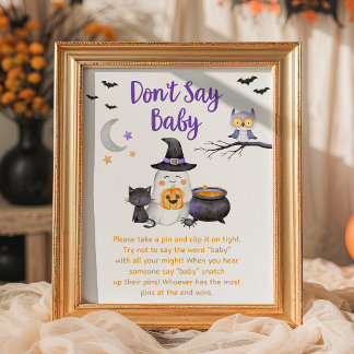 Póster Pequeño Boo Neutral Halloween No Digas Bebé Letrer