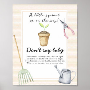 Póster Pequeño brote Baby Shower - No digas bebé