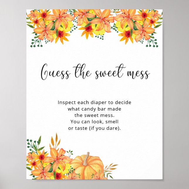 Póster pequeño calabaza adivinar el dulce desorden de la  (Frente)