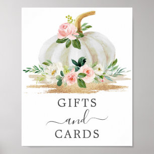 Póster Pequeño Calabaza Regalos de Baby Shower rosados y