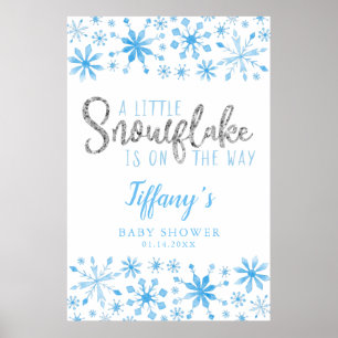 Póster Pequeño cartel de bienvenida de Baby Shower azul c