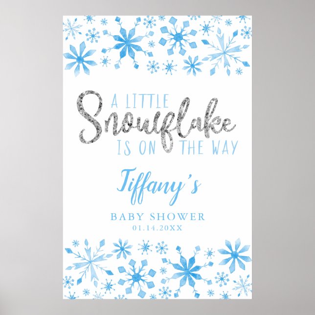 Póster Pequeño cartel de bienvenida de Baby Shower azul c (Frente)