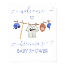 Pequeño cartel de bienvenida de Baby Shower Béisbo