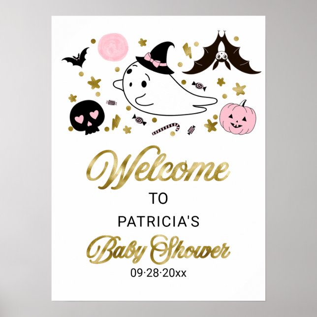 Póster Pequeño cartel de bienvenida de Baby Shower de Boo (Frente)