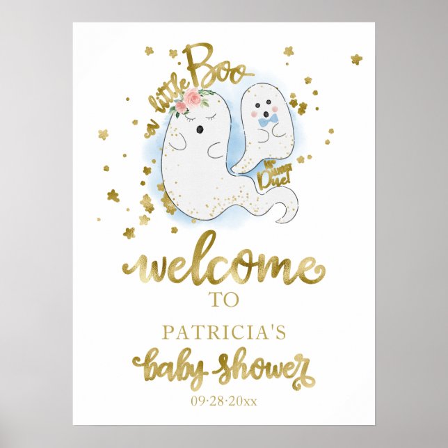 Póster Pequeño cartel de bienvenida de Baby Shower de Boo (Frente)