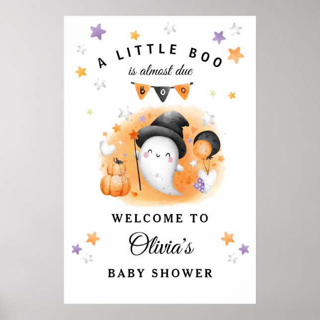 Póster Pequeño cartel de bienvenida de Baby Shower de Boo (Frente)
