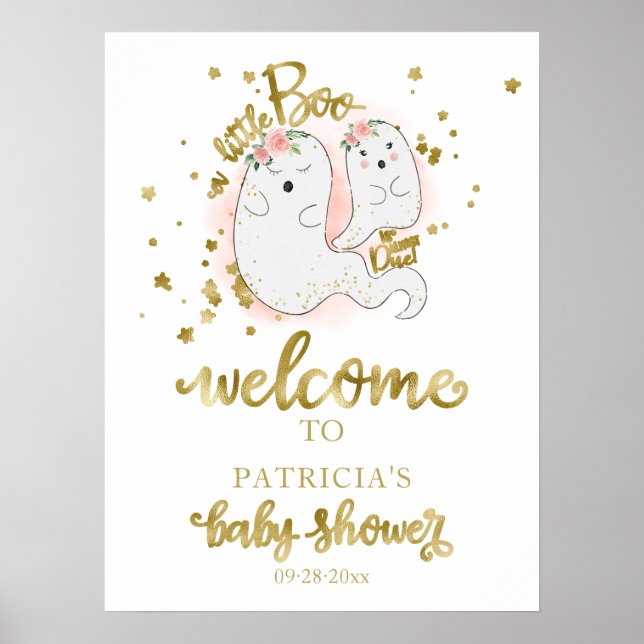 Póster Pequeño cartel de bienvenida de Baby Shower de Boo (Frente)