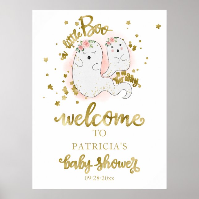Póster Pequeño cartel de bienvenida de Baby Shower de Boo (Frente)