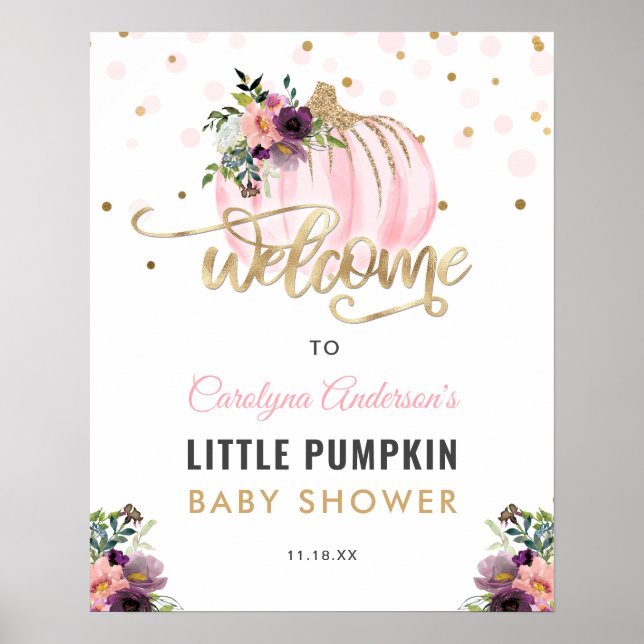 Póster Pequeño cartel de bienvenida de Baby Shower de cal (Frente)