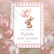Pequeño cartel de bienvenida de Baby Shower rosa c