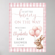 Pequeño cartel de bienvenida de Baby Shower rosa c