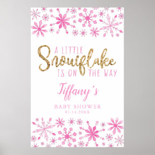 Póster Pequeño cartel de bienvenida de Baby Shower rosa c