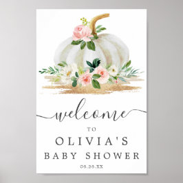 Póster Pequeño cartel de bienvenida rosa de Baby Shower