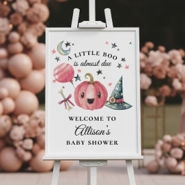 Póster Pequeño cartel de bienvenida rosa de Baby Shower p