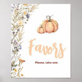 Póster Pequeño cartel de la mesa floral de calabaza