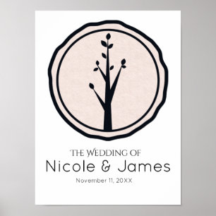Póster Pequeño cartel personalizado de boda rústica con á