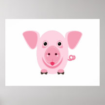 Pequeño cerdo rosa feliz y lindo