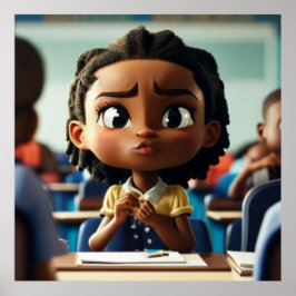 Póster Pequeño chica afroamericano en la escuela