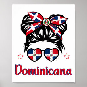 Póster Pequeño Chica Bandera de camisas de República Domi