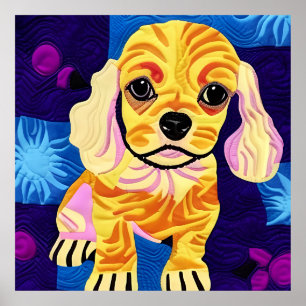 Póster Pequeño Cocker Spaniel Puppy Quilly Like Design