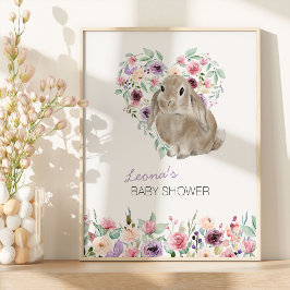 Póster Pequeño conejito Floral Amor Bienvenida