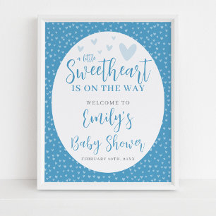 Póster Pequeño corazón azul Valentino Baby Shower