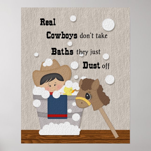 Póster Pequeño Cowboy Bath Time Wordart (Frente)