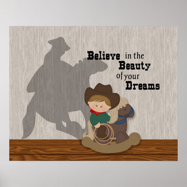 Póster Pequeño Cowboy Dreams Wordart (Frente)