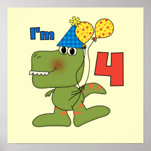 Póster Pequeño Dino 4 camisetas de cumpleaños y regalos