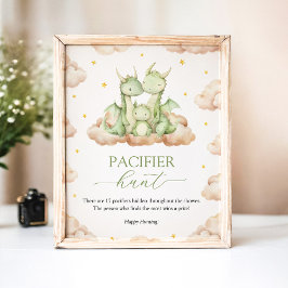 Póster Pequeño Dragon Baby Shower Pacifier Hunt Game Rótu