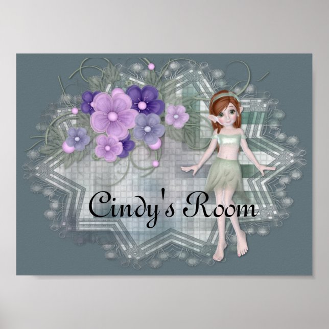 Póster Pequeño elfo con flores Poster de Personalizable d (Frente)