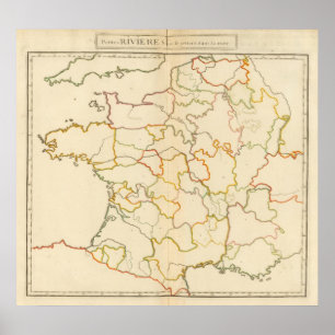Póster Pequeño esquema francés de los ríos