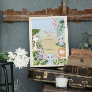 Póster Pequeño favor de Baby Shower para animales de la j