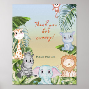 Póster Pequeño favor de Baby Shower para animales de la j