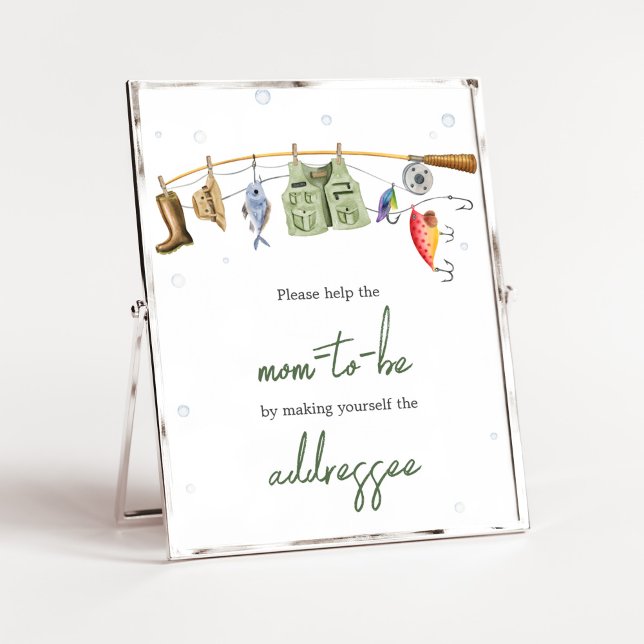 Póster Pequeño Fisherman Baby Shower Envelope Station (Boho Fisherman Baby Shower Envelope Station Sign)