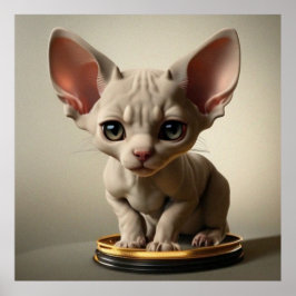 Póster Pequeño gatito Sphynx gatito oscuro marrón