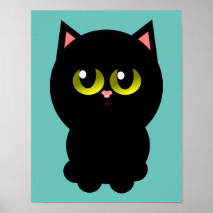 Póster Pequeño Gato Negro Lucky
