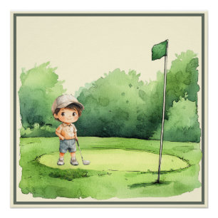 Póster Pequeño golfista en entrenamiento - Nursera temáti