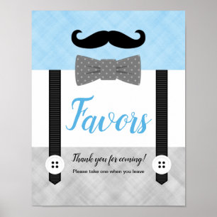 Póster Pequeño hombre azul gris niño bebé ducha favores s