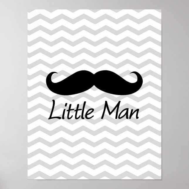 Póster Pequeño Hombre Mustache Chevron Cute Boys (Frente)