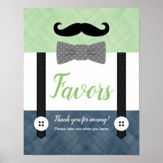 Póster Pequeño hombre verde navío bebé ducha favores seña