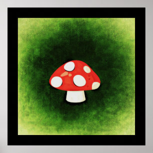 Póster Pequeño hongo rojo