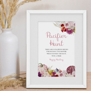 Póster Pequeño juego de caza de calabaza floral rustica