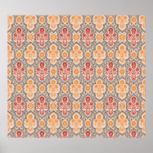 PÓSTER PEQUEÑO MODELO DE FLORES MUGHAL DISEÑO DE FONDO AR