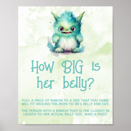 Póster Pequeño Monster Boy Baby Shower Gran Belly Rótulo