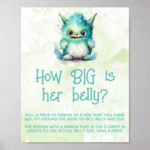 Póster Pequeño Monster Boy Baby Shower Gran Belly Rótulo 