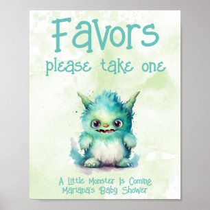 Póster Pequeño monstruo de los favoritos de Baby Shower