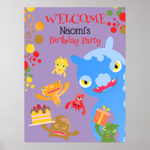 Póster Pequeño Monstruo Fiesta y fiesta de cumpleaños de