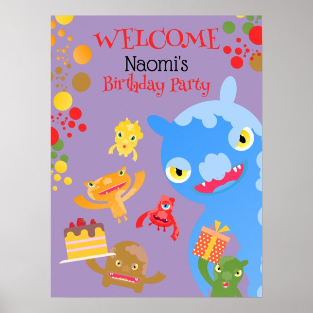 Póster Pequeño Monstruo Fiesta y fiesta de cumpleaños de  (Frente)